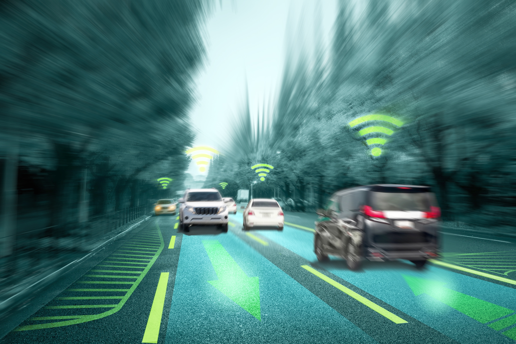 Ansicht, wie Strassenmarkierungen für automatisierte Fahrzeuge aussehen könnten