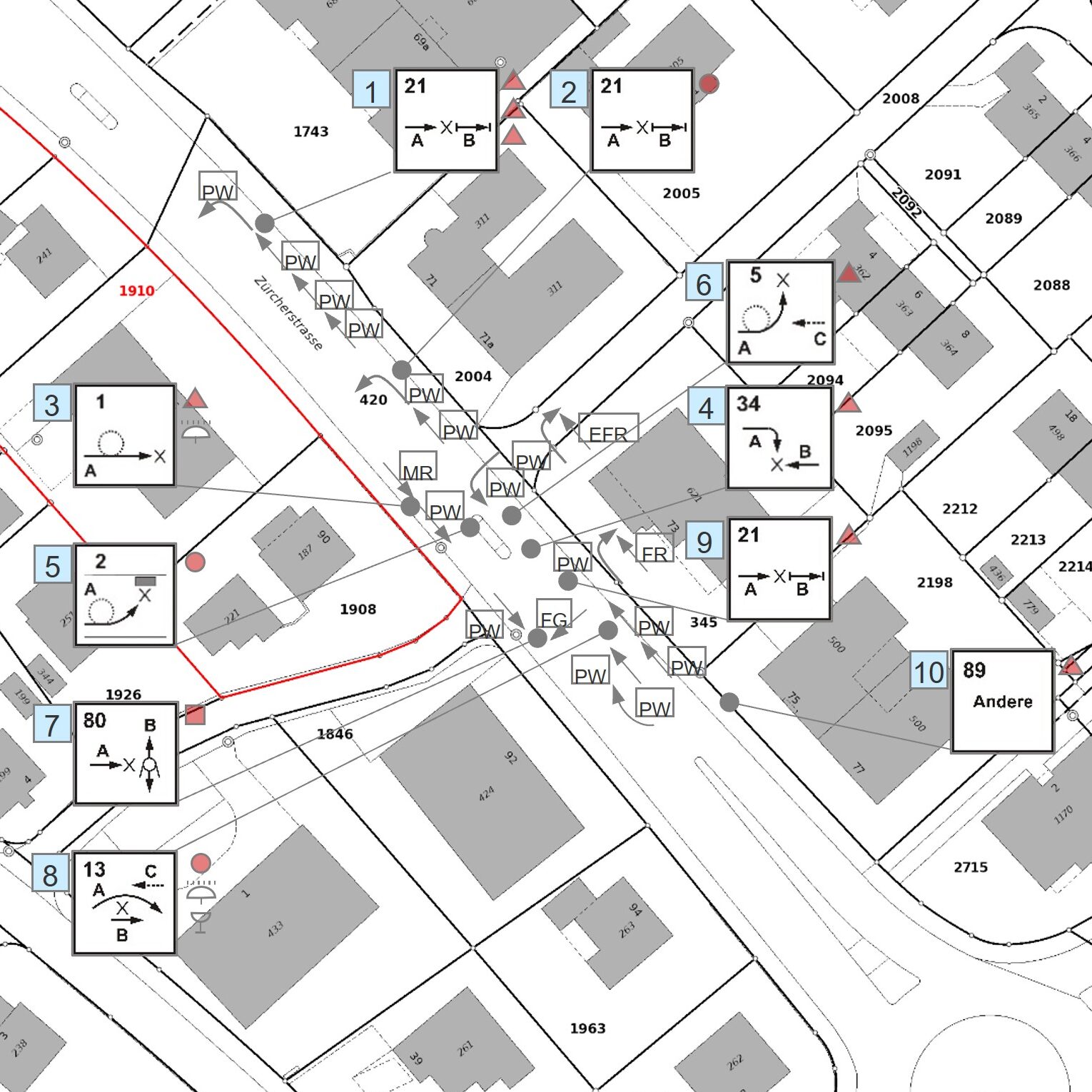 Übersichtsplan: Strassensicherheits-Analyse