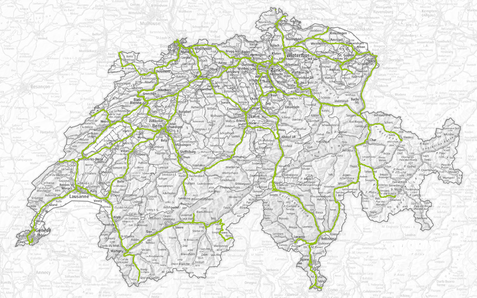 Schweiz mit Nationalstrassennetz